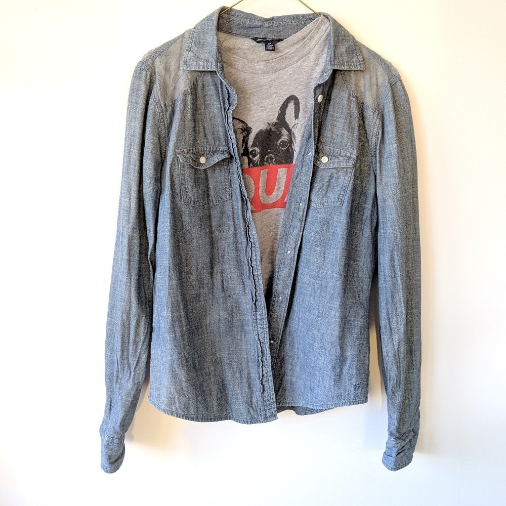 American Eagle × Denim Shirt Mesh detail